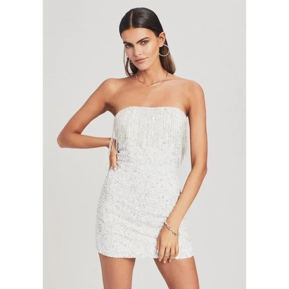 Retrofete Cassandra Dress White Mini Sequin